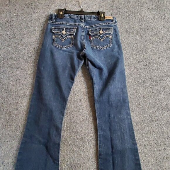 Levis Boot Cut Stretch Jeans Girls Juniors Sz 16 Blue Denim Flap Pockets 28x27 - Picture 6 of 14